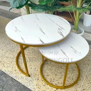 Marble Nesting Coffee Table (Glass Effect) White