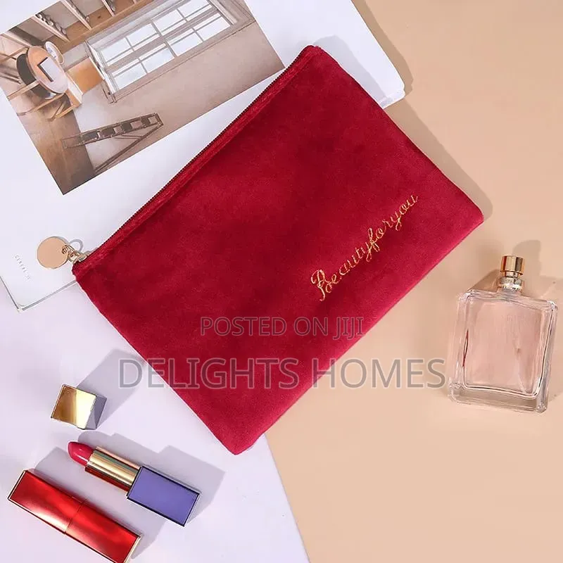 Velvet Cosmetic Bag Organizer Zipper Coin Purse_cu