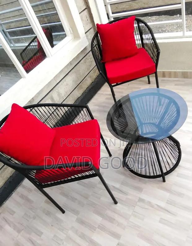 Red Seat Round Balcony Table