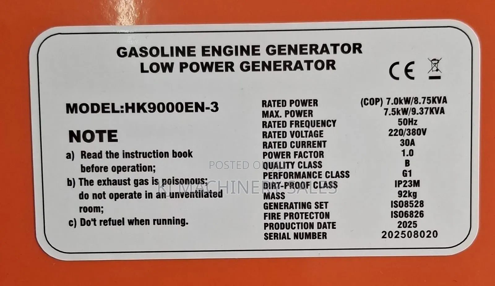 Hisaki 8.75kva Petrol Generator Electric Start With Avr