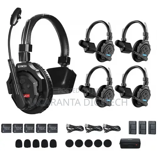 Synco Xtalk Xpro5 Wireless Intercom System With 5 Single-Ear Headsets