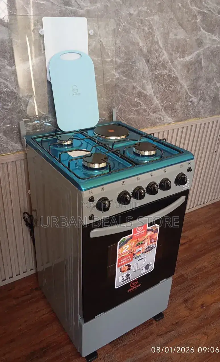 Eurochef Free Standing Cooker – 3 Gas Burners + 1 Electric Plate