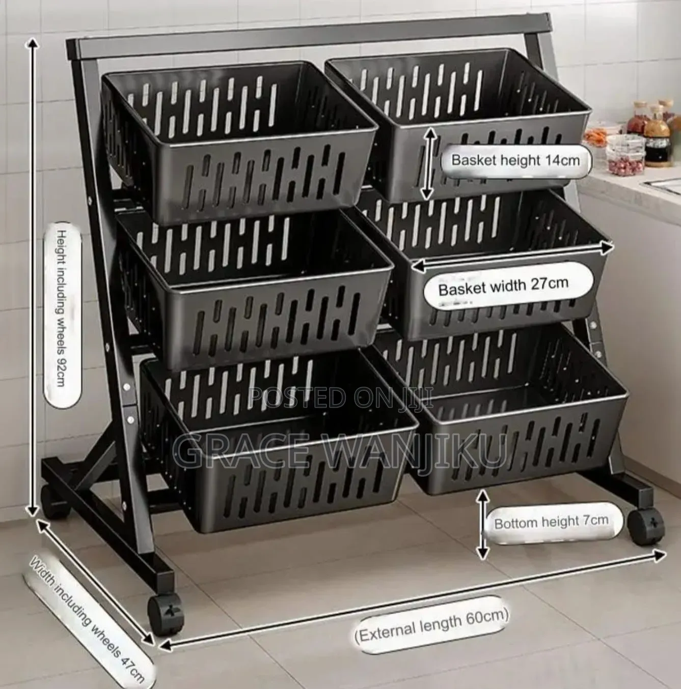 Double Multi- Functional Steel Vegetable Fruit Rack