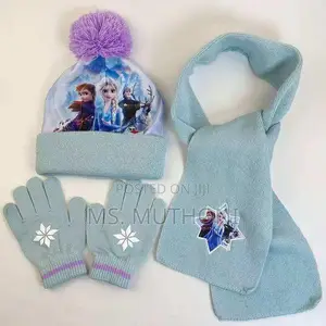 Kids Frozen Themed Beanie Scarf And Gloves Set