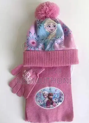 Kids Frozen Themed Beanie Scarf And Gloves Set