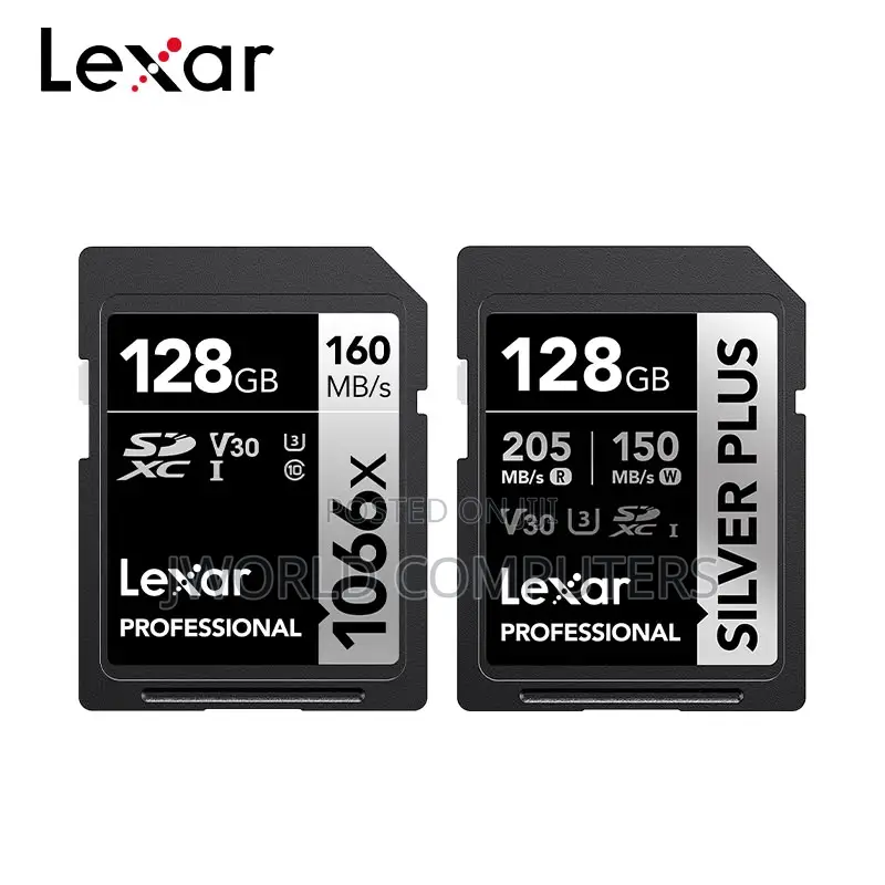 Lexar 128gb 255mbs/180 Sd Card Silver Plus