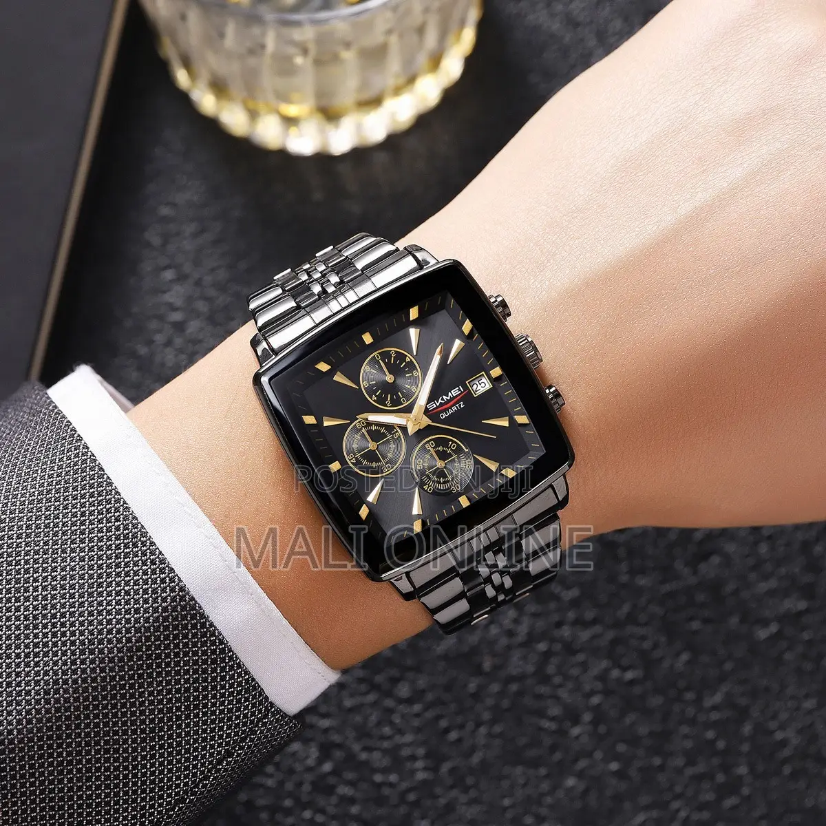 Chronograph Quartz Watch for Men Stainless Steel Band Skmei 2434