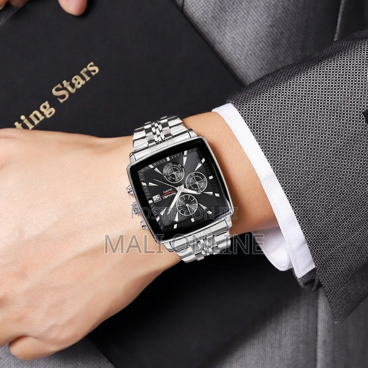 Chronograph Quartz Watch for Men Stainless Steel Band Skmei 2434