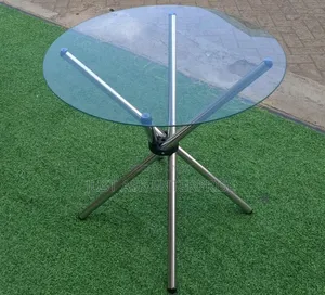 Top Clear Glass Coffee Table - Silver Designed Stand - Outdoor/ Indoor