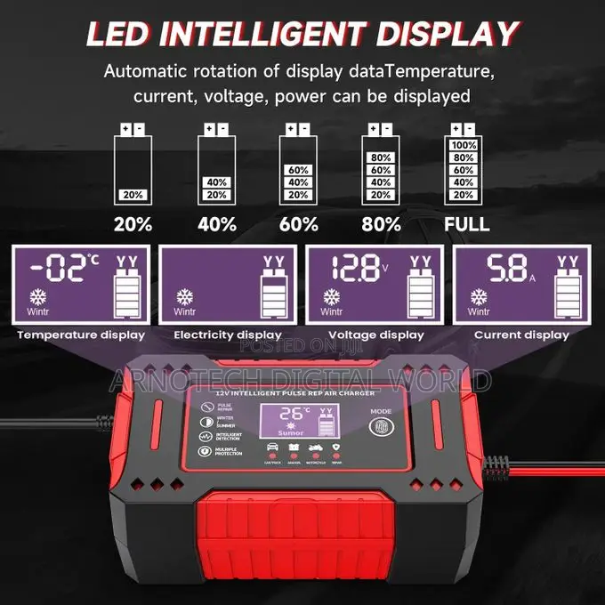 6a 12v Intelligent Car Battery Charger Pulse Repair