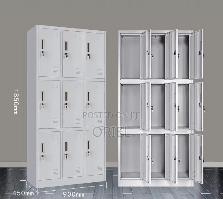 Office Cabinet : 9 Locker Steel Office Storage Cabinet.