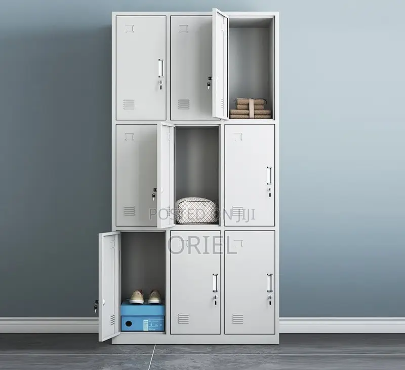 Office Cabinet : 9 Locker Steel Office Storage Cabinet.