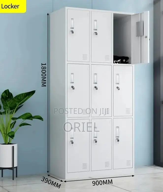 Office Cabinet : 9 Locker Steel Office Storage Cabinet.