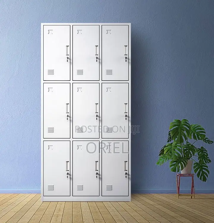 Office Cabinet : 9 Locker Steel Office Storage Cabinet.