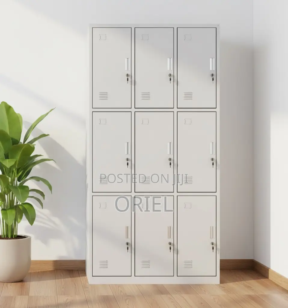 Office Cabinet : 9 Locker Steel Office Storage Cabinet.