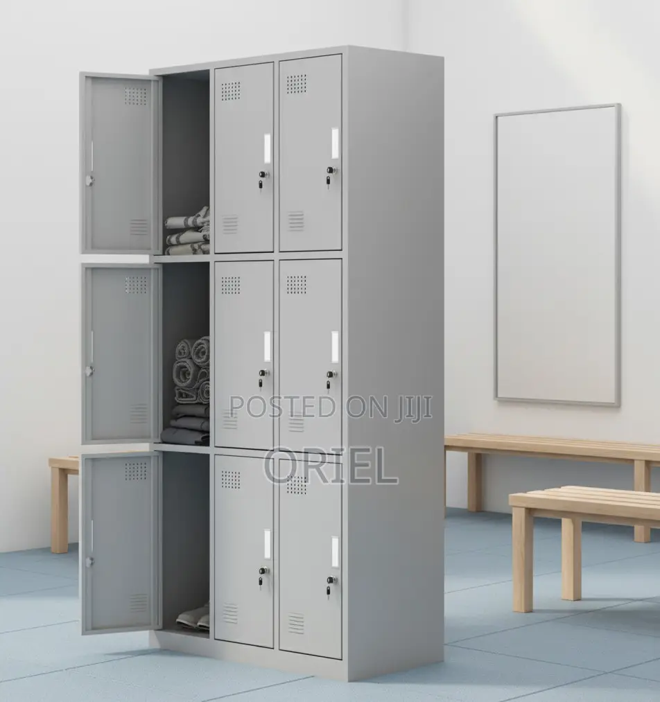Office Cabinet : 9 Locker Steel Office Storage Cabinet.