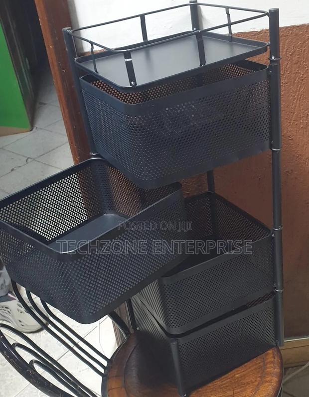 Multi Functional 5 Layer Square Mettalic Fruits Rack 