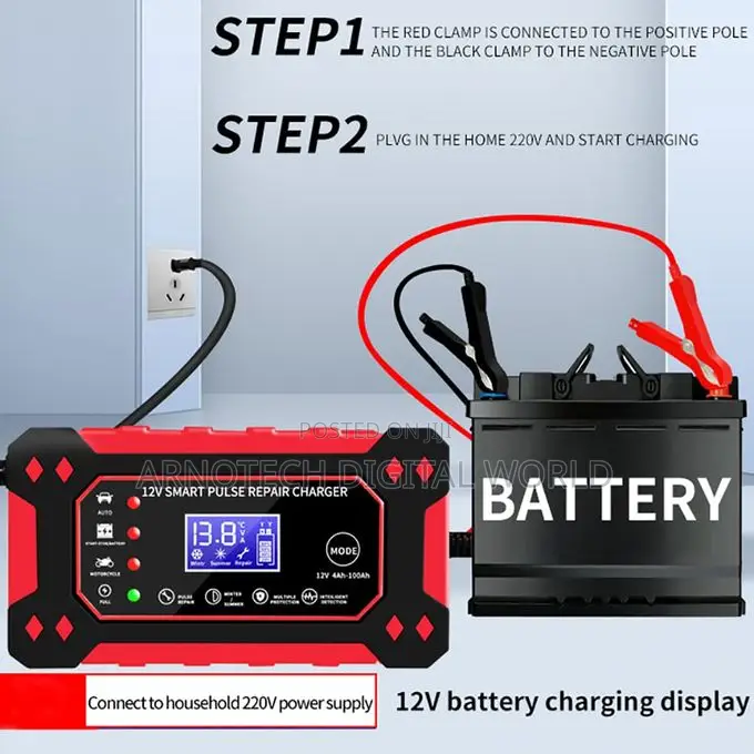 Portable Automatic Car Battery Charger 12v With LCD Display