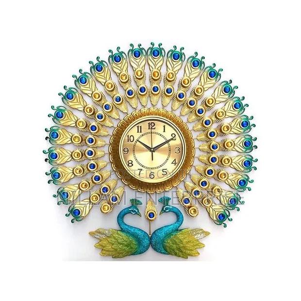 Double Head Peacock Wall Clock - thumbnail 2