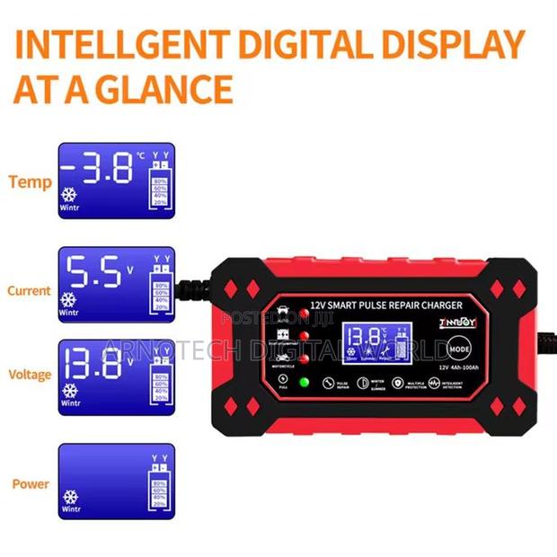 Portable Automatic Car Battery Charger 12v With LCD Display - thumbnail 4