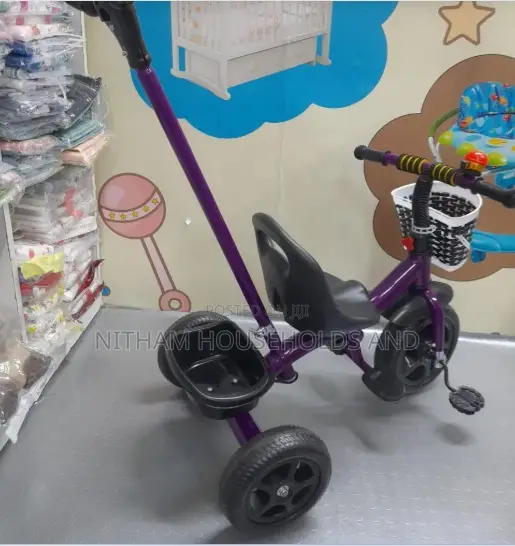 Baby Tricycle With Push Handle and Storage Basket