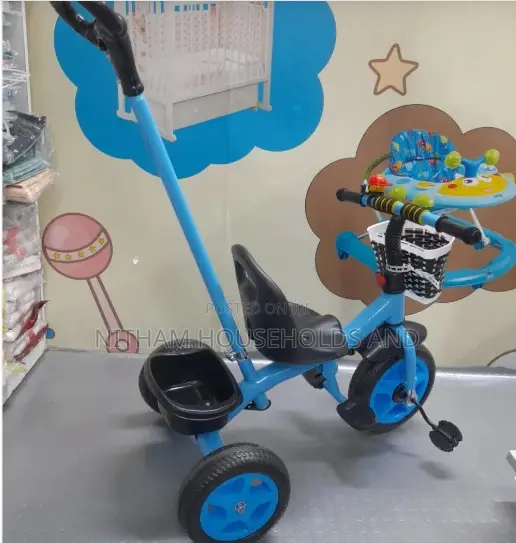 Baby Tricycle With Push Handle and Storage Basket