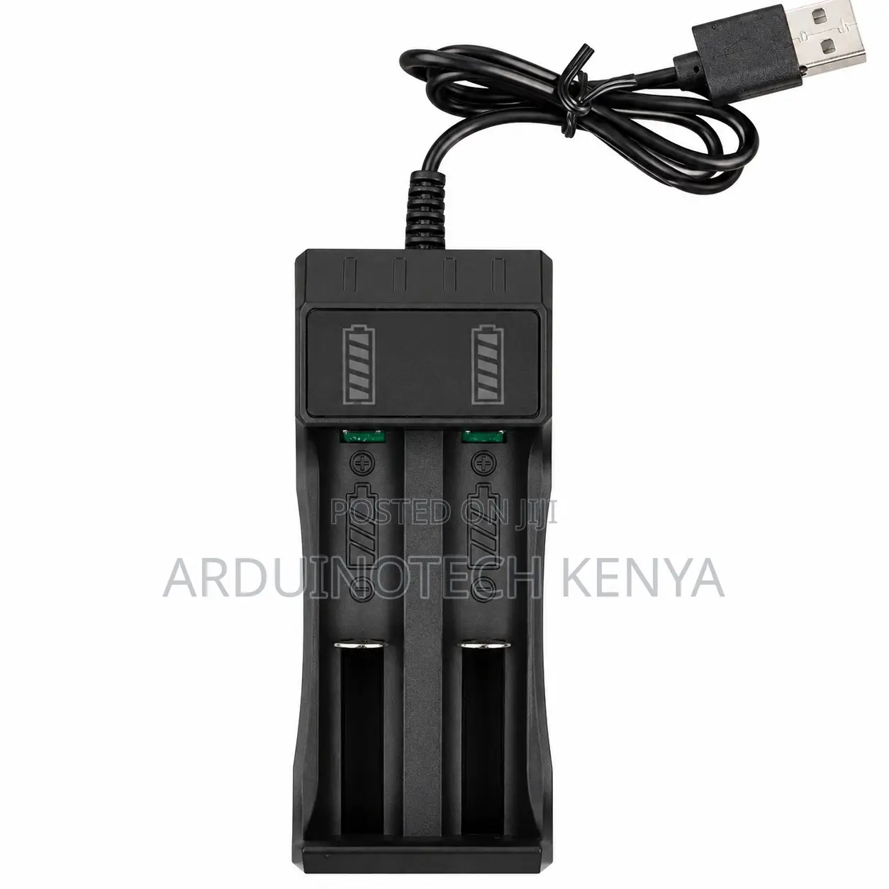 2-Slot 18650 Li-Ion Battery Charger With Integrated Usb Cable.