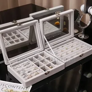 Jewelry Display Box With Covered Necklace Ring Jewelry Organizer