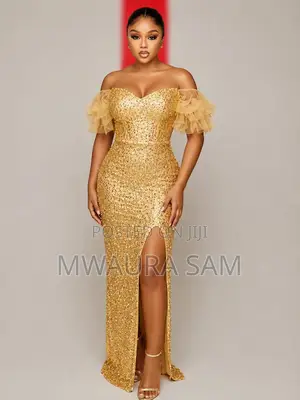 Gold Midi Party Dress for Ladies