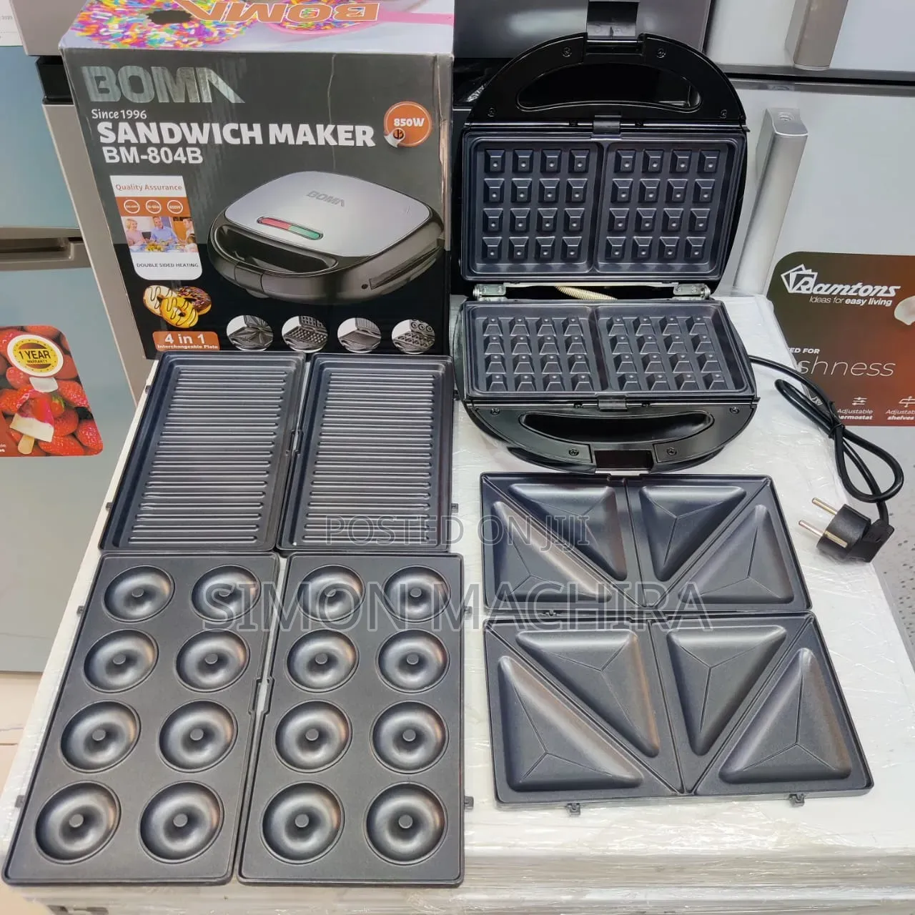 Boma 4 in 1 Sandwich Maker Waffle Maker/Donut Maker/Grill Press