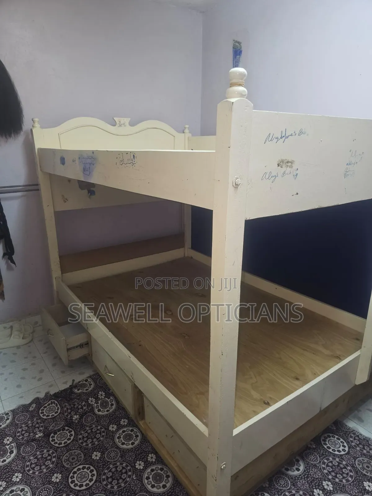 Double Decker Bed 4×6 Wooden With Drawers