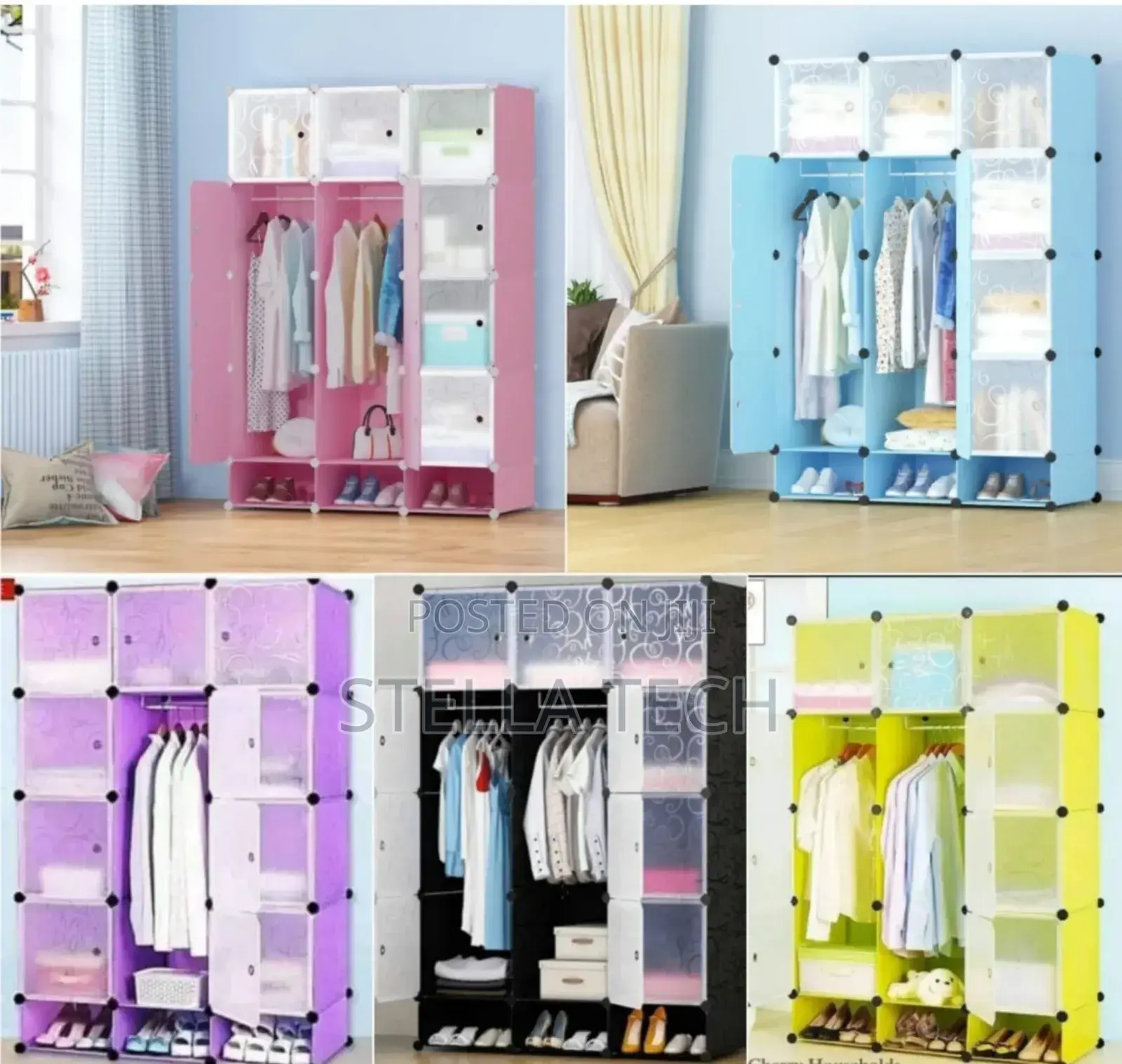 Portable 3- Column Plastic Wardrobes