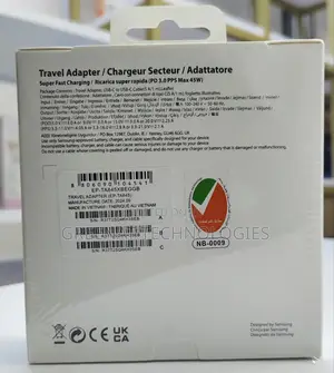 Samsung 45w Super Fast Charger Type C, Usb C-C (5a)
