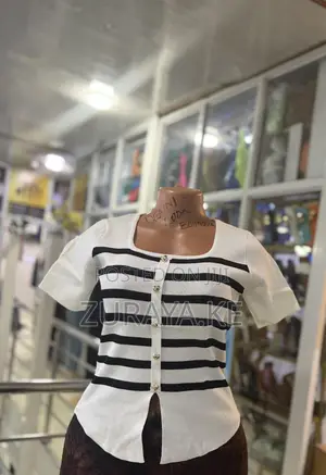 White and Black Striped Top