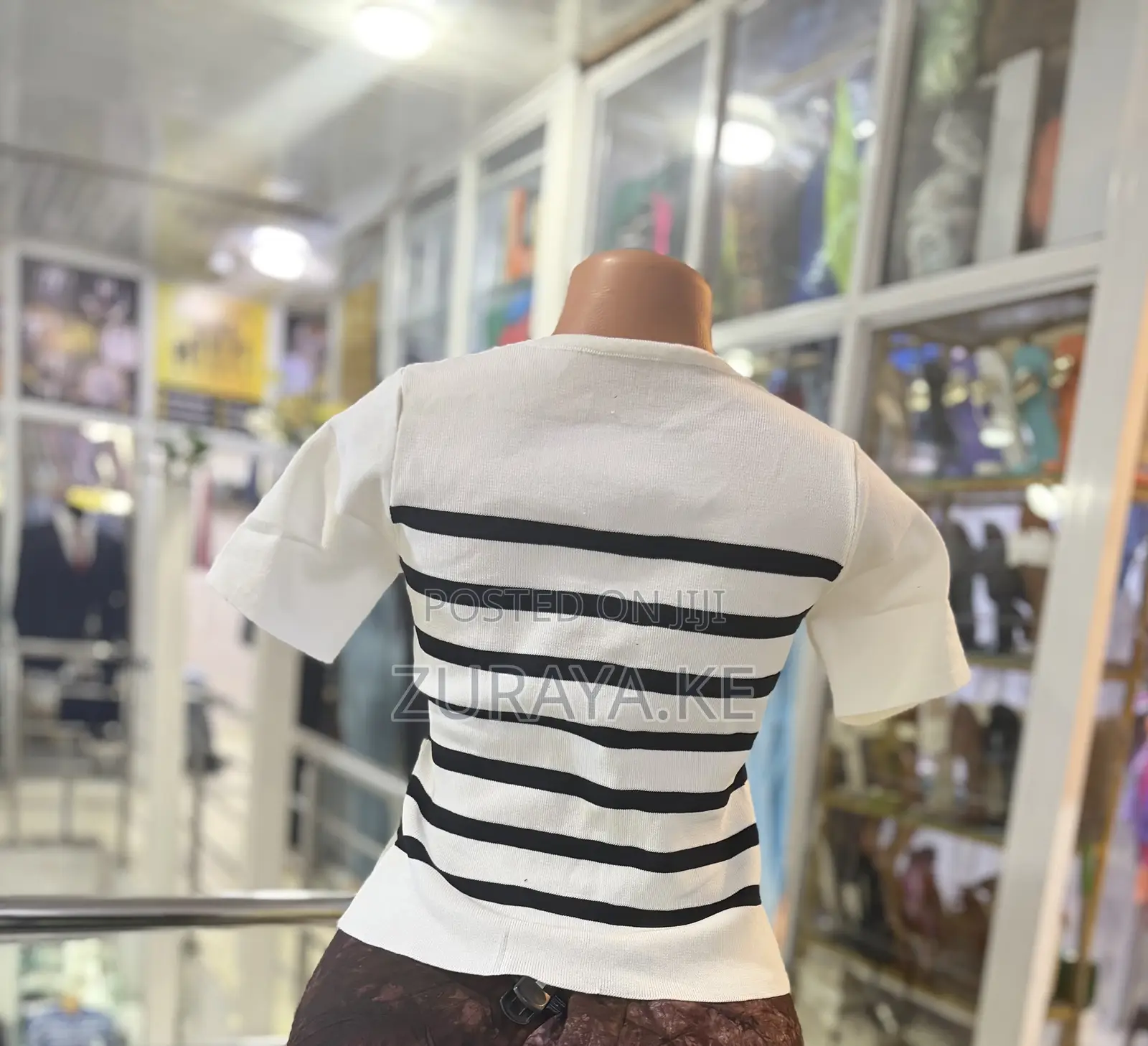 White and Black Striped Top