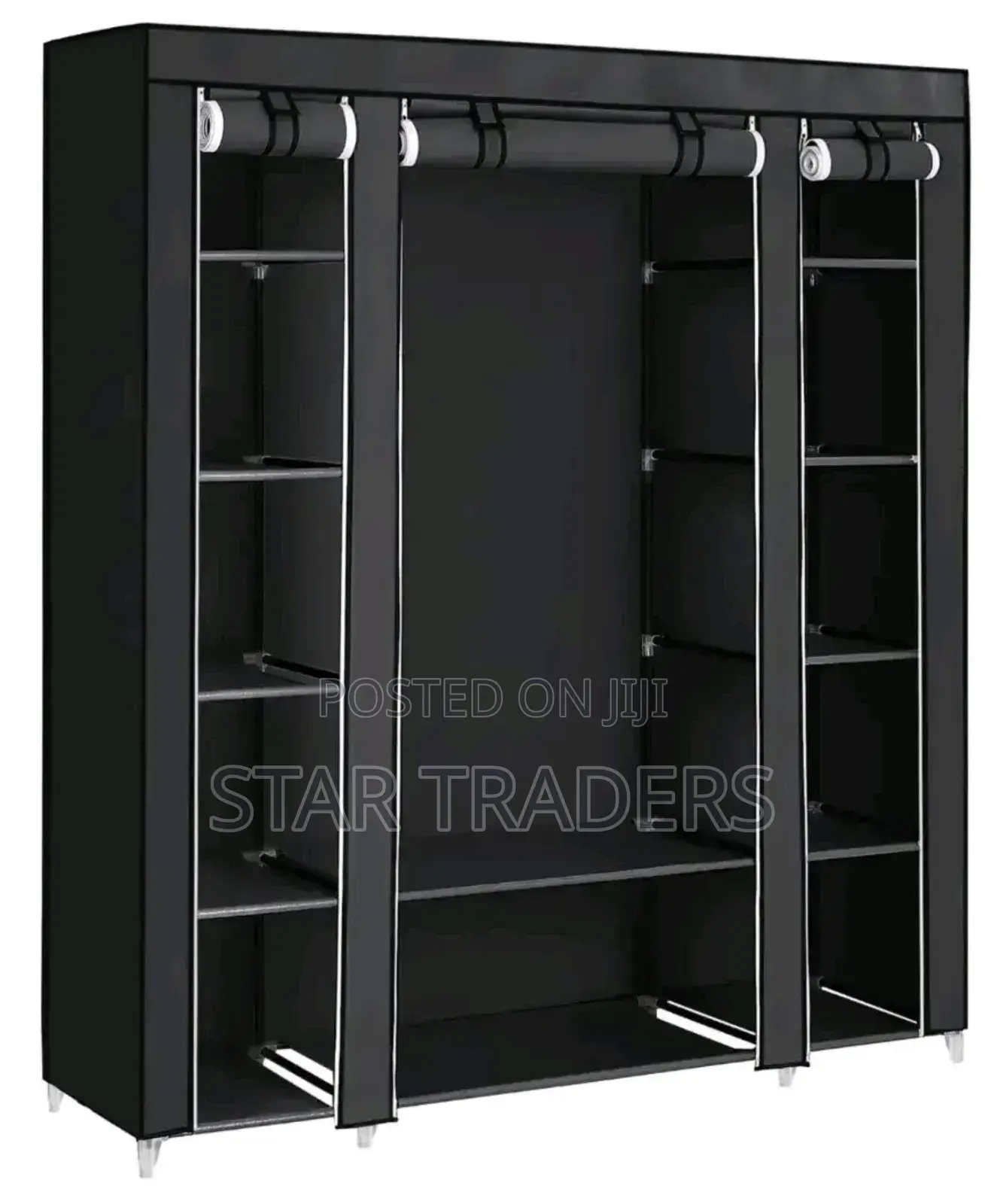 3-Column Portable Wooden Wardrobe
