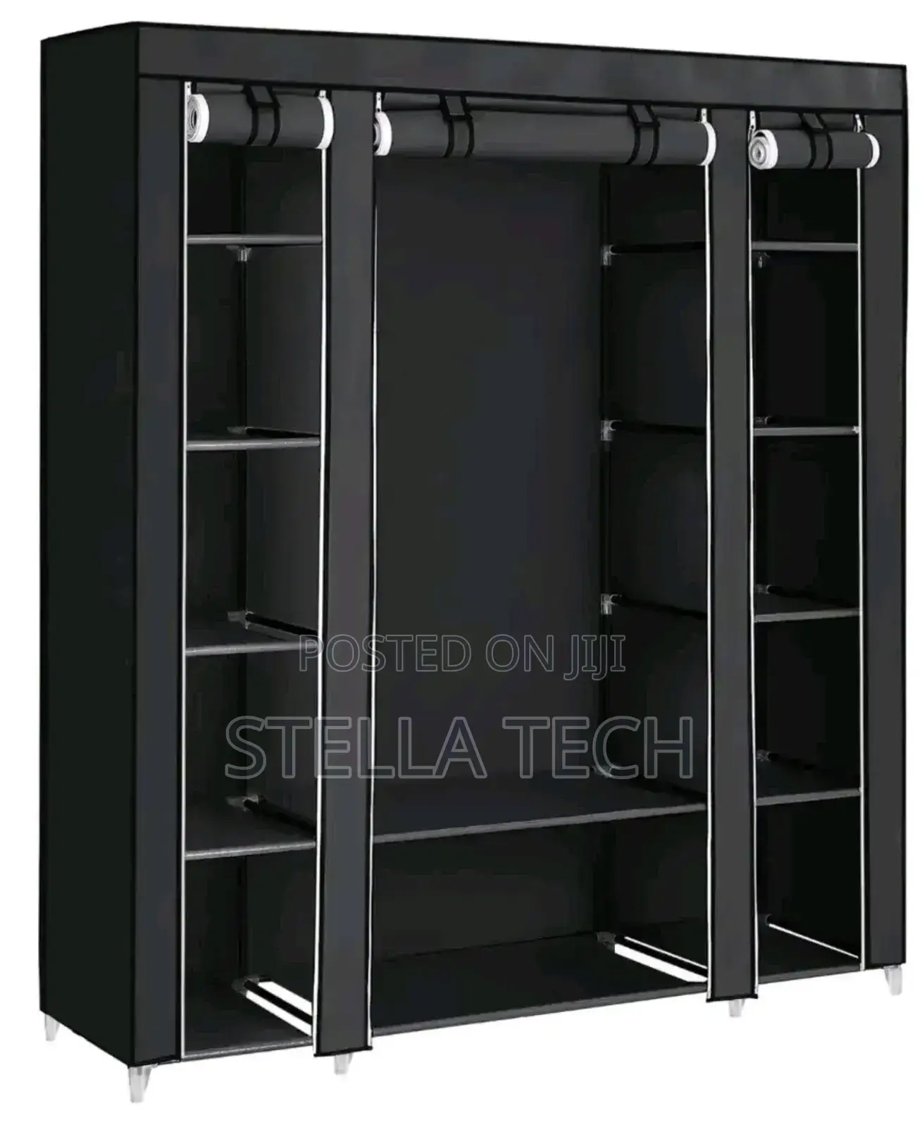 3-Column Portable Wooden Wardrobe