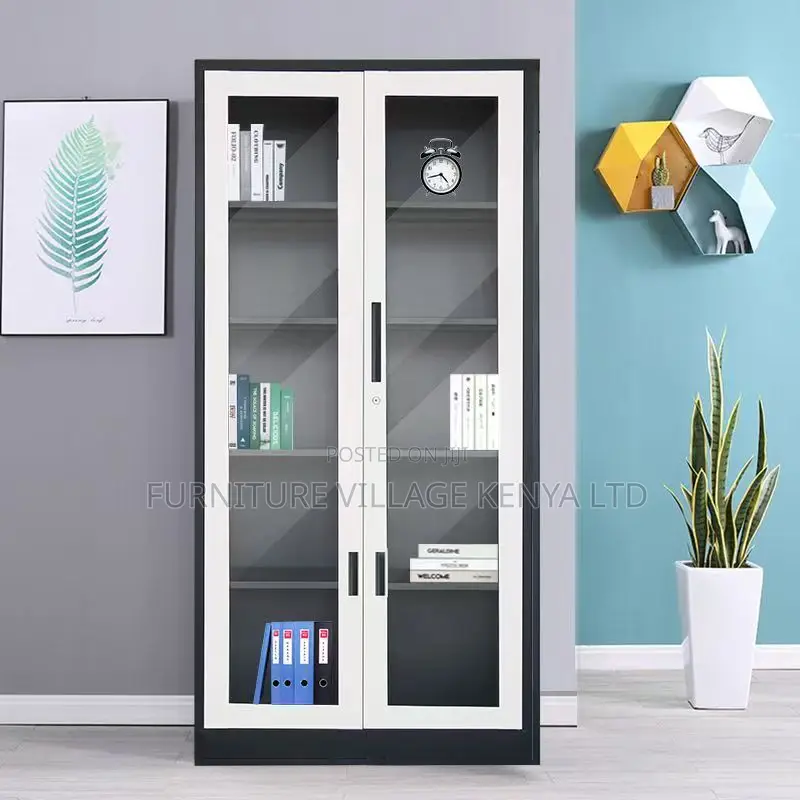 2-Door Modern Glass Office Cabinet.