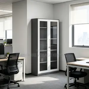 2-Door Modern Glass Office Cabinet.