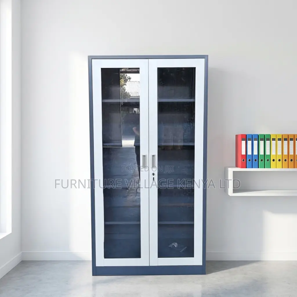 2-Door Modern Glass Office Cabinet.