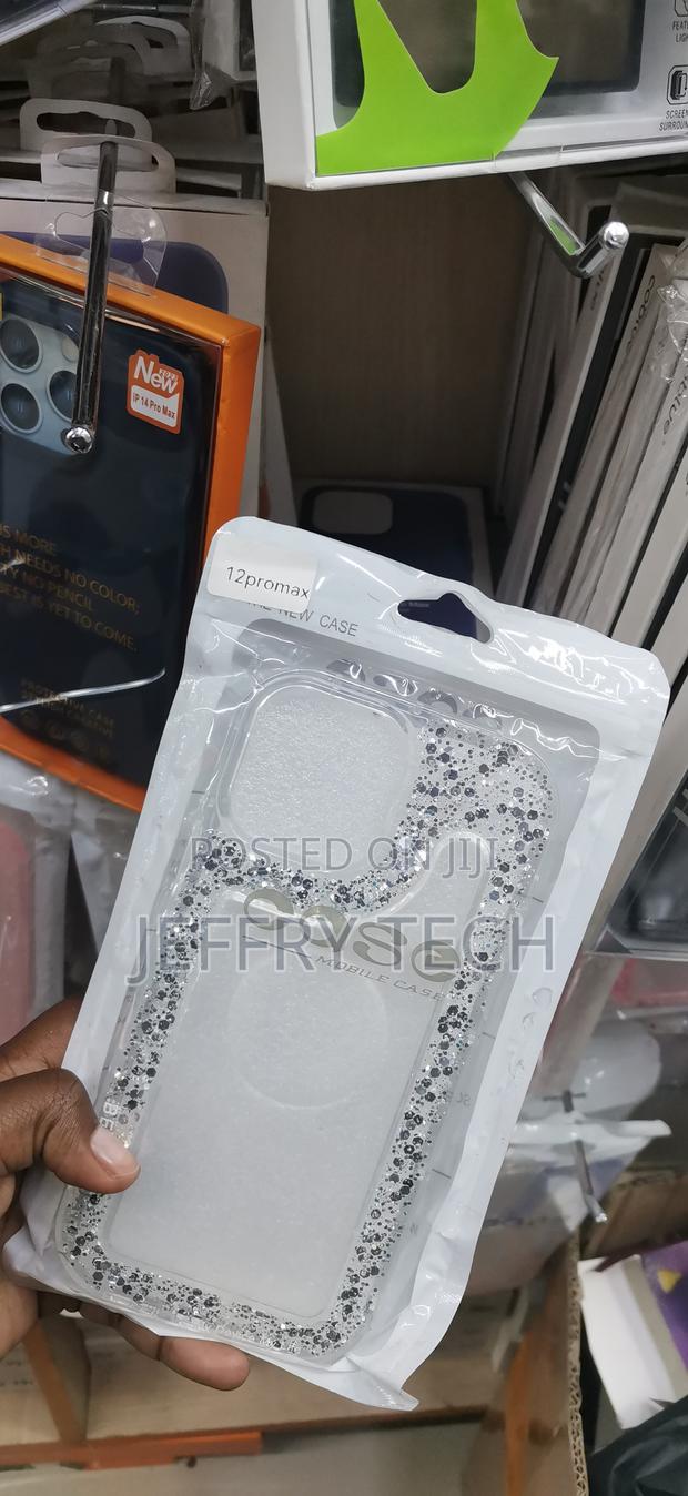 Phone 12 Pro Max Translucent With Heavy Silver Glitter Flakes Case - thumbnail 2