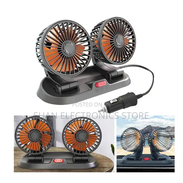 Double-Headed Car Fan 360° Rotating 12v Car Oscillating Vehicle Fan