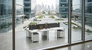 Office Desk; Spacious Two Users Modern Work Desk