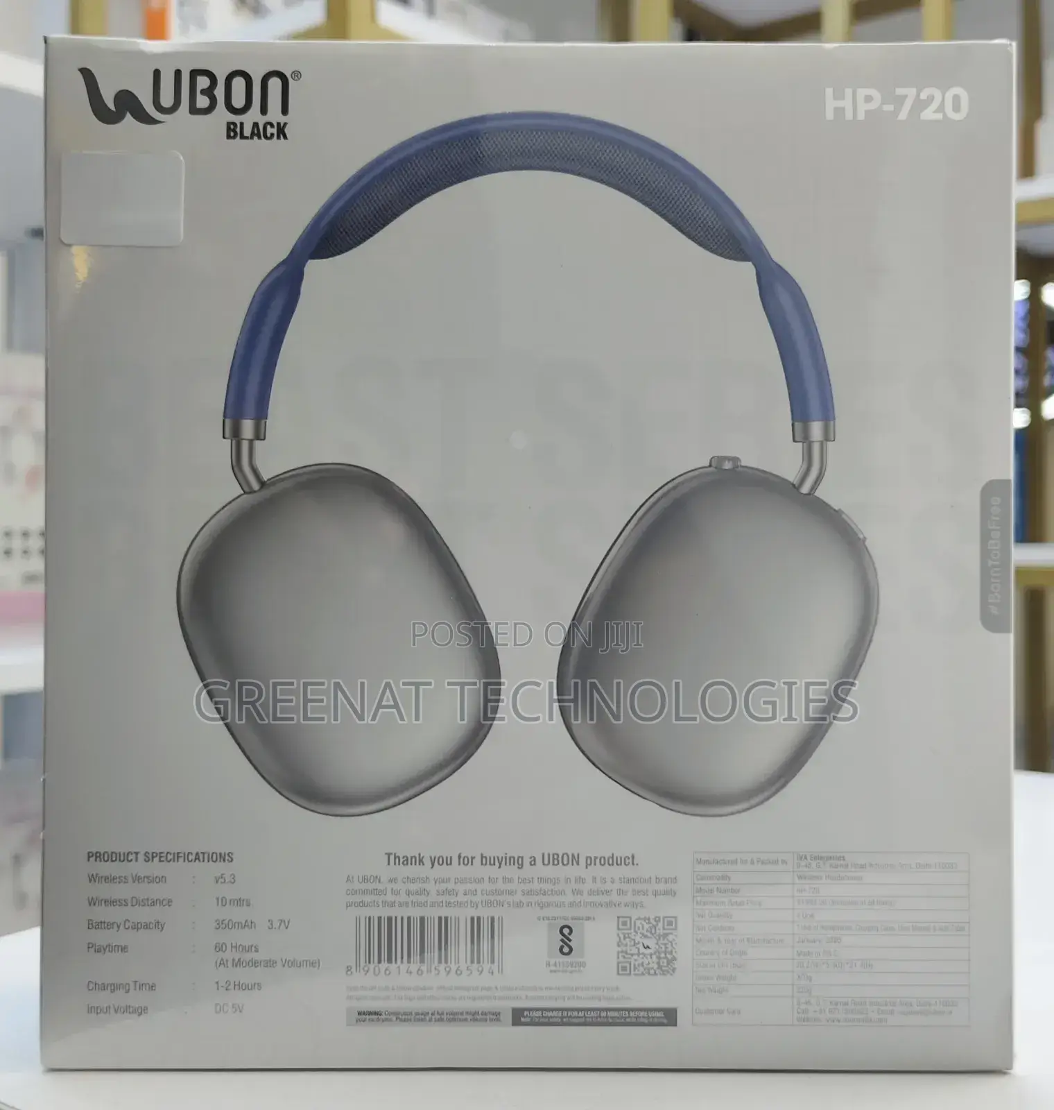Ubon Black Hp-720 Headphones Beast Series Big Daddy Bass