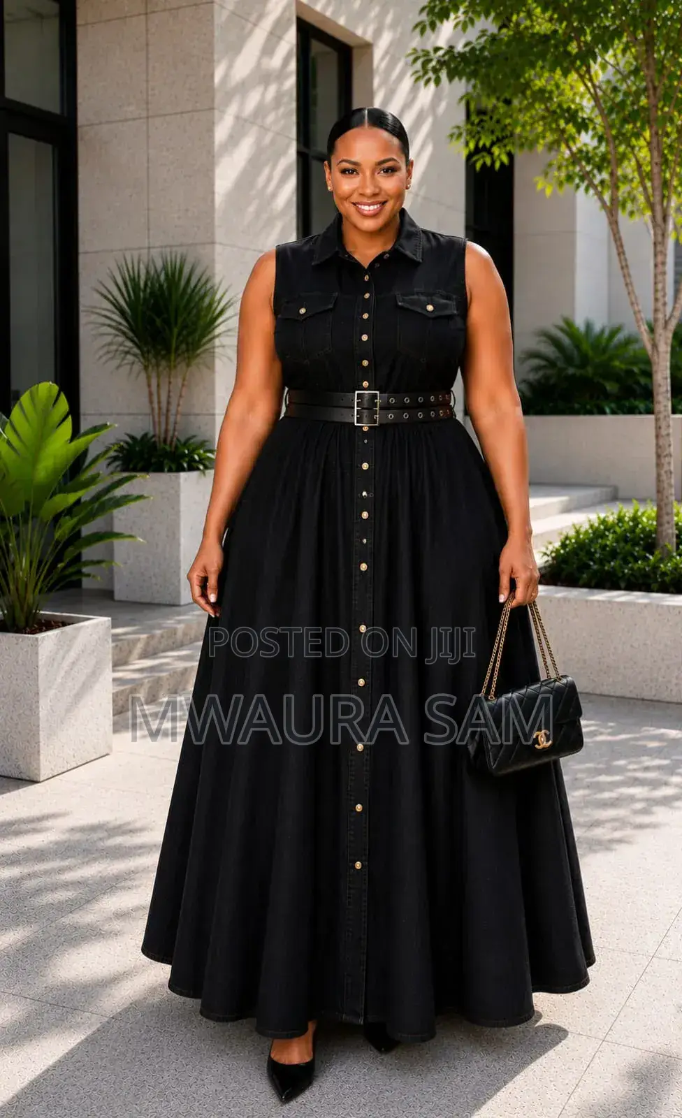 Elegant Denim Maxi Dress - New Arrival