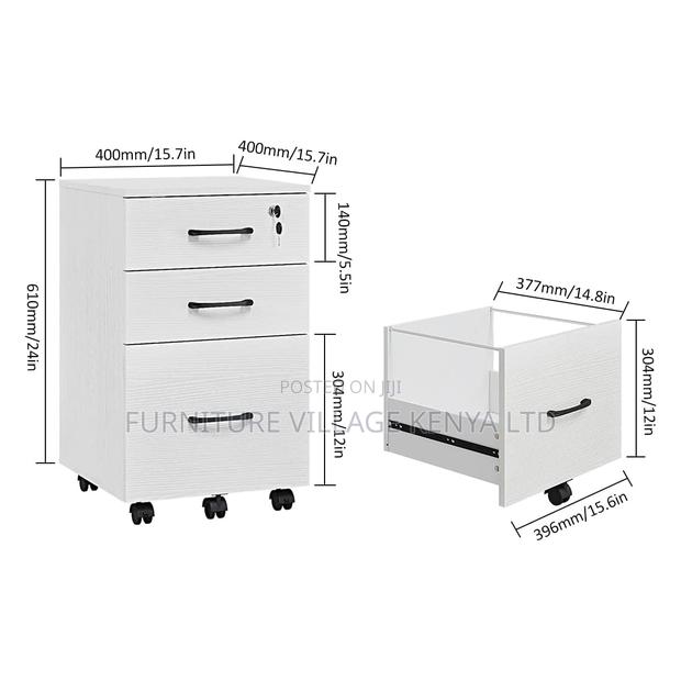 Pedestal 3-Drawer Wooden Cabinet. - thumbnail 5