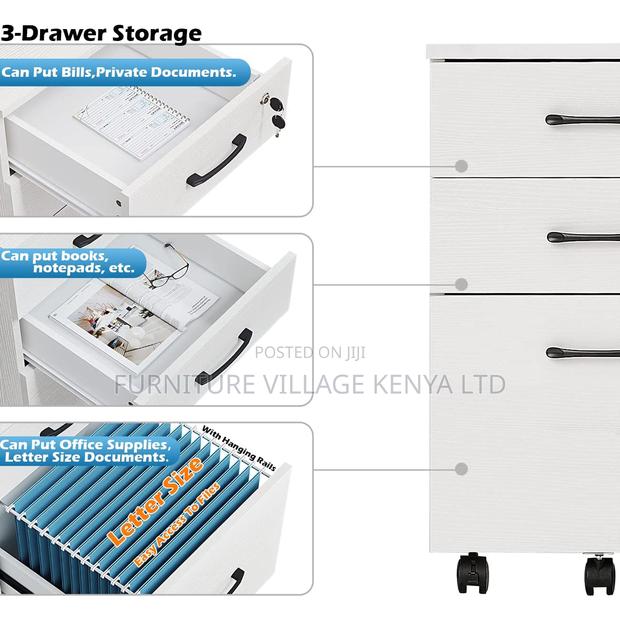 Pedestal 3-Drawer Wooden Cabinet. - thumbnail 7