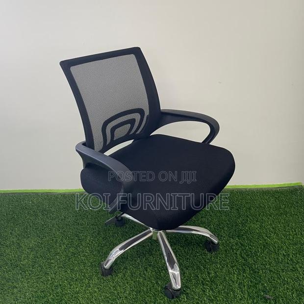 Office Chairs; Clerical Black Mesh Home Office Set Up Chairs - thumbnail 4