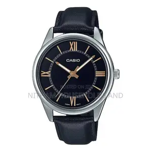 Casio MTP-V005l-1bs Roman Numeral Leather Watch