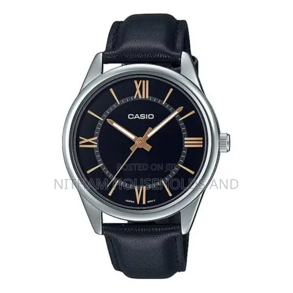 Casio MTP-V005l-1bs Roman Numeral Leather Watch